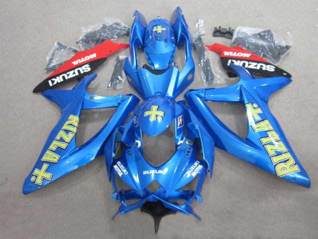 Erschwingliche Suzuki GSXR 600 Motorrad Verkleidung 2008-2010 - Blau Gelb Rot Schwarz Rizla Motul