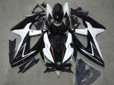 Erschwingliche Suzuki GSXR 600 Motorrad Verkleidung 2008-2010 - Weiss Glanzendes Schwarz