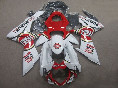 Erschwingliche Suzuki GSXR 600 Motorrad Verkleidung 2011-2024 - Weiss Rot Motul Lucky Strike