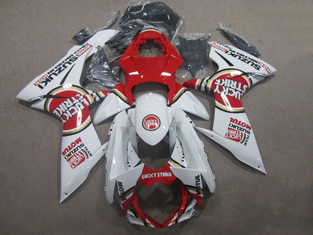 Erschwingliche Suzuki GSXR 600 Motorrad Verkleidung 2011-2024 - Weiss Rot Motul Lucky Strike