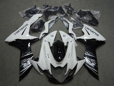 Erschwingliche Suzuki GSXR 600 Motorrad Verkleidung 2011-2024 - Weiss Glanzendes Schwarz