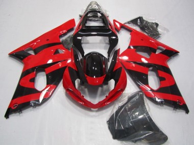 Erschwingliche Suzuki GSXR 750 Motorrad Verkleidung 2001-2003 - Rot Glanzendes Schwarz