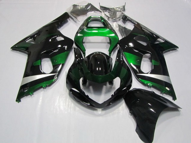 Erschwingliche Suzuki GSXR 750 Motorrad Verkleidung 2001-2003 - Glanzendes Schwarz Grun Silber