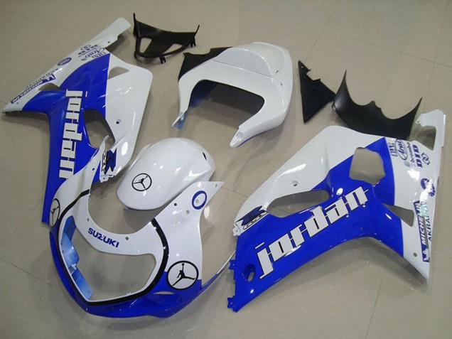 Erschwingliche Suzuki GSXR 750 Motorrad Verkleidung 2001-2003 - Weiss Blau Jordan