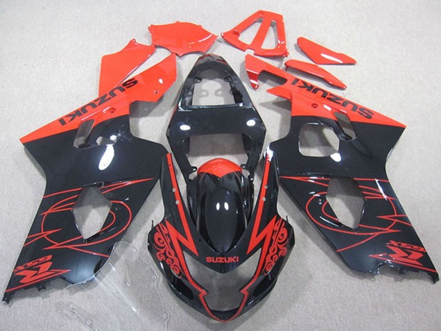 Erschwingliche Suzuki GSXR 750 Motorrad Verkleidung 2004-2005 - Rot Glanzendes Schwarz