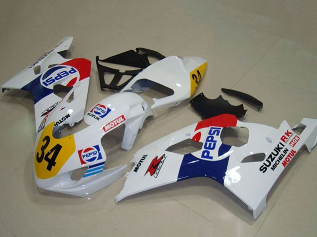 Erschwingliche Suzuki GSXR 750 Motorrad Verkleidung 2004-2005 - Weiss Blau Rot Gelb Pepsi 34