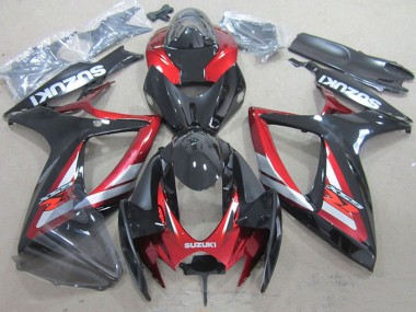 Erschwingliche Suzuki GSXR 750 Motorrad Verkleidung 2006-2007 - Rot Glanzendes Schwarz