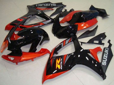 Erschwingliche Suzuki GSXR 750 Motorrad Verkleidung 2006-2007 - Orange Glanzendes Schwarz