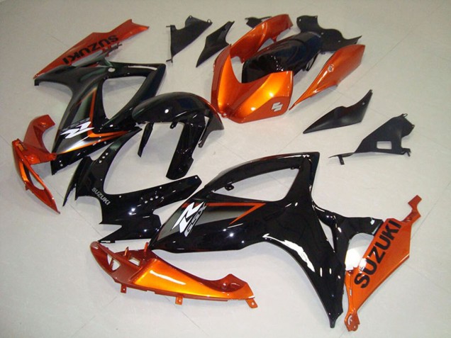 Erschwingliche Suzuki GSXR 750 Motorrad Verkleidung 2006-2007 - Orange Glanzendes Schwarz