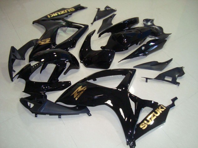 Erschwingliche Suzuki GSXR 750 Motorrad Verkleidung 2006-2007 - Glanzendes Schwarz Gold Aufkleber