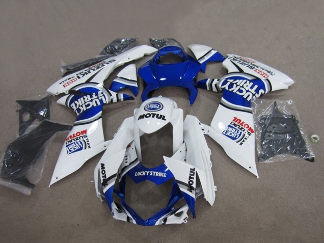 Erschwingliche Suzuki GSXR 750 Motorrad Verkleidung 2011-2024 - Weiss Lucky Strike Motul