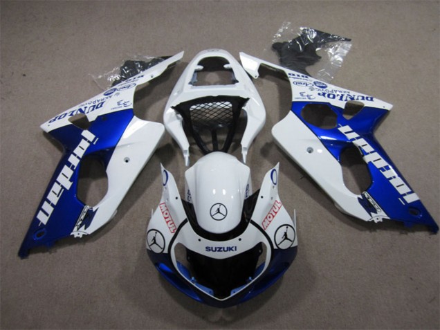 Erschwingliche Suzuki GSXR 1000 Motorrad Verkleidung 2000-2002 - Weiss Blau Jordan Motul