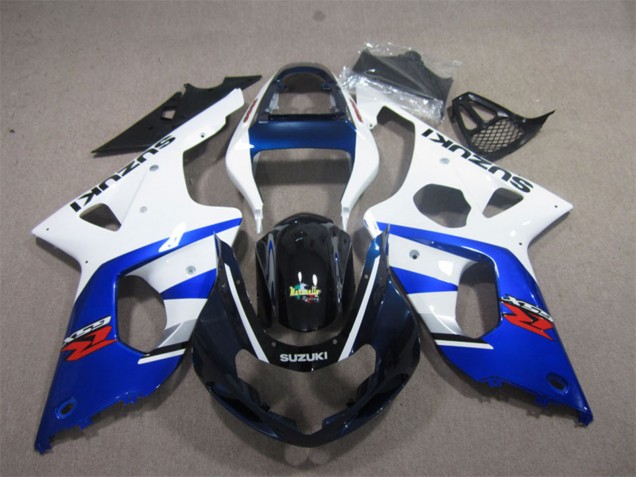 Erschwingliche Suzuki GSXR 1000 Motorrad Verkleidung 2000-2002 - Weiss Blau Glanzendes Schwarz Rot