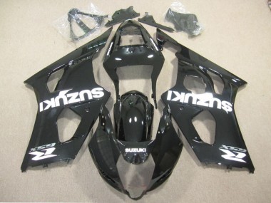Erschwingliche Suzuki GSXR 1000 Motorrad Verkleidung 2003-2004 - Glanzendes Schwarz Weiss Aufkleber