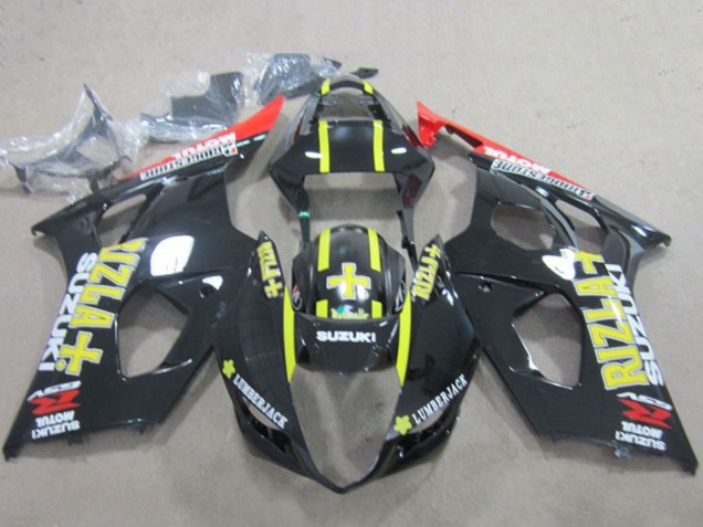 Erschwingliche Suzuki GSXR 1000 Motorrad Verkleidung 2003-2004 - Glanzendes Schwarz Rot Gelb Rizla