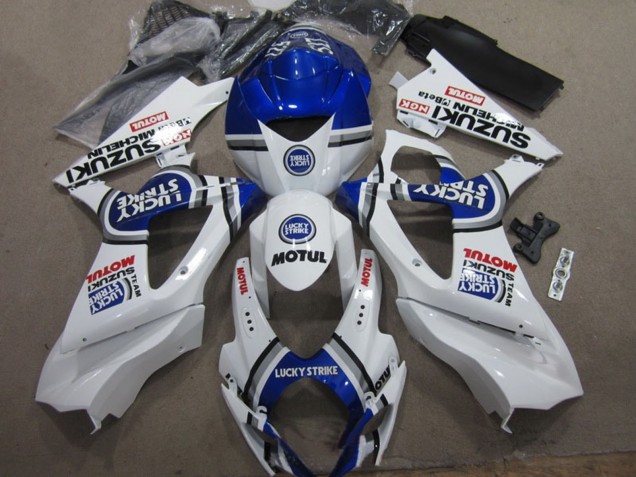 Erschwingliche Suzuki GSXR 1000 Motorrad Verkleidung 2007-2008 - Weiss Blau Lucky Strike Rot Motul