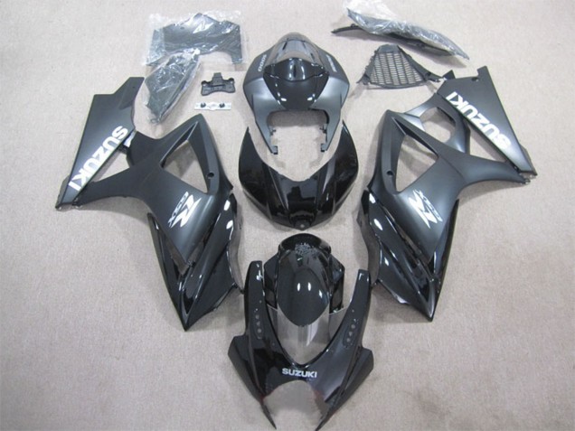 Erschwingliche Suzuki GSXR 1000 Motorrad Verkleidung 2007-2008 - Glanzendes Schwarz Matt Schwarz