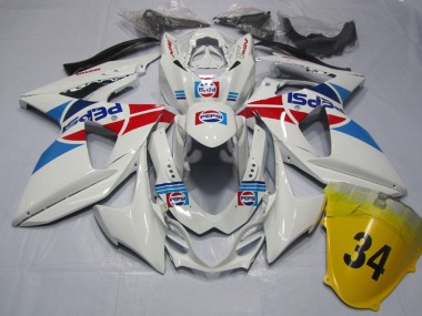 Erschwingliche Suzuki GSXR 1000 Motorrad Verkleidung 2009-2016 - Weiss Blau Rot Pepsi 34