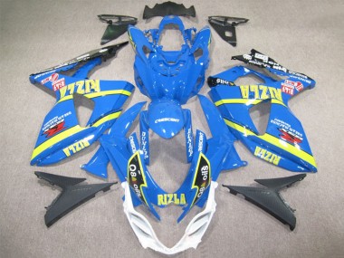 Erschwingliche Suzuki GSXR 1000 Motorrad Verkleidung 2009-2016 - Blau Gelb Rizla Q8 Oils
