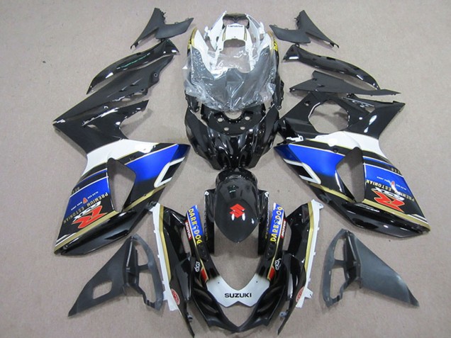 Erschwingliche Suzuki GSXR 1000 Motorrad Verkleidung 2009-2016 - Weiss Blau Schwarz Dunkel Dog