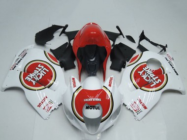 Erschwingliche Suzuki GSXR 1300 Hayabusa Motorrad Verkleidung 1996-2007 - Weiss Rot Lucky Strike Motul