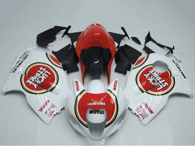 Erschwingliche Suzuki GSXR 1300 Hayabusa Motorrad Verkleidung 1996-2007 - Weiss Rot Lucky Strike Motul