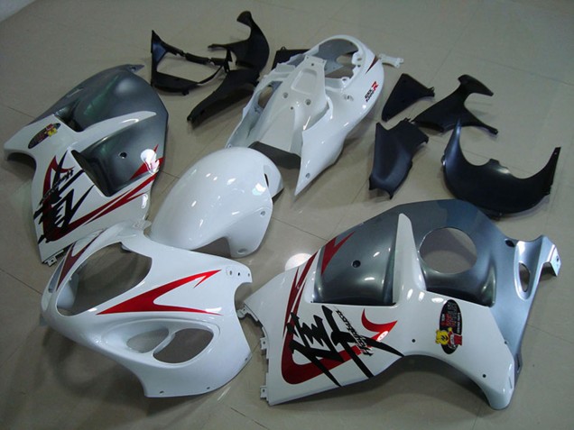 Erschwingliche Suzuki GSXR 1300 Hayabusa Motorrad Verkleidung 1996-2007 - Weiss Rot Matt Grau