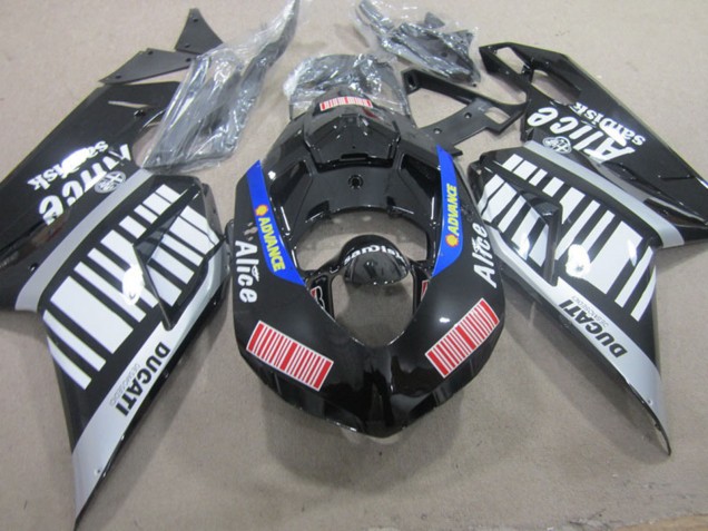 Erschwingliche Ducati 848 1098 1198 Motorrad Verkleidung 2007-2014 - Silber Rot Blau Glanzendes Schwarz Alice