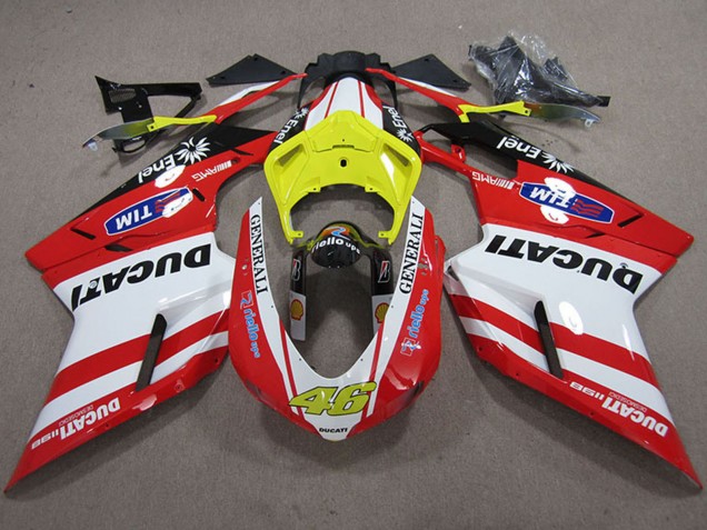 Erschwingliche Ducati 1198 Motorrad Verkleidung 2007-2014 - Weiss Gelb Rot Generali 46
