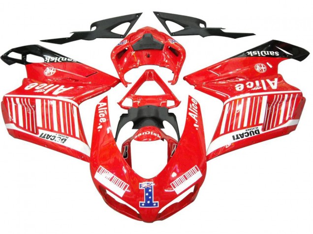 Erschwingliche Ducati 1098 Motorrad Verkleidung 2007-2014 - Weiss Rot Glanzendes Schwarz Alice 1