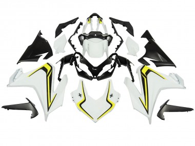 Erschwingliche Honda CBR500R Motorrad Verkleidung 2022-2023 - Weiss Neon Gelb Matt Schwarz