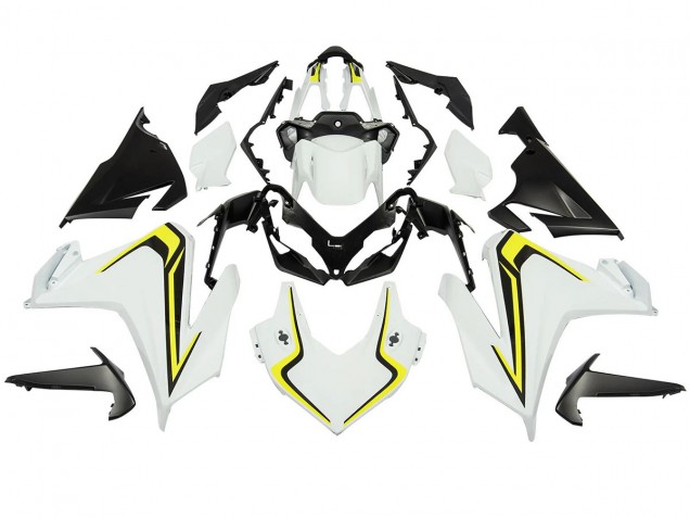Erschwingliche Honda CBR500R Motorrad Verkleidung 2022-2023 - Weiss Neon Gelb Matt Schwarz