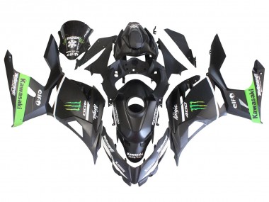 Erschwingliche Kawasaki EX400 Motorrad Verkleidung 2018-2024 - Matt Schwarz Grun Monster Showr Schnee