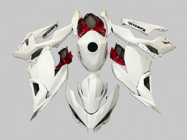 Erschwingliche Kawasaki EX400 Motorrad Verkleidung 2018-2024 - Weiss Rot Schwarz