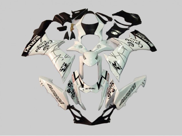 Erschwingliche Suzuki GSXR 600/750 Motorrad Verkleidung 2011-2024 - Weiss Schwarz Alstare Corona Extra Motul