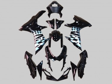 Erschwingliche Suzuki GSXR 600/750 Motorrad Verkleidung 2011-2024 - Glanzendes Schwarz Weiss
