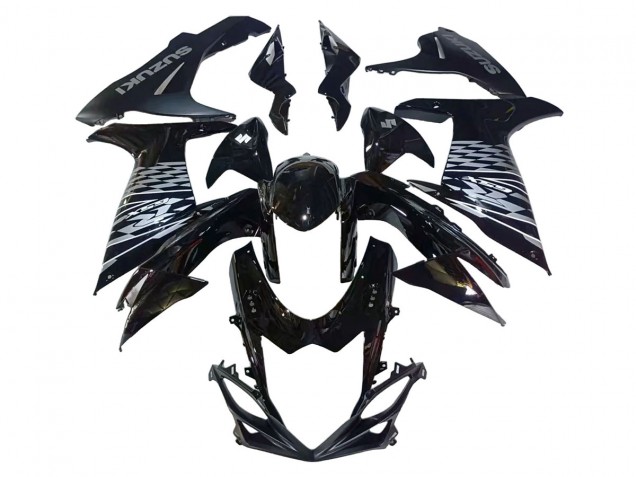 Erschwingliche Suzuki GSXR 600/750 Motorrad Verkleidung 2011-2024 - Glanzendes Schwarz Silber