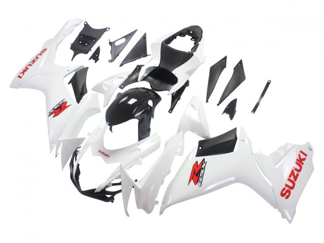 Erschwingliche Suzuki GSXR 600/750 Motorrad Verkleidung 2011-2024 - Weiss Glanzendes Schwarz Rot Aufkleber
