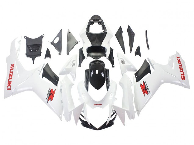 Erschwingliche Suzuki GSXR 600/750 Motorrad Verkleidung 2011-2024 - Weiss Glanzendes Schwarz Rot Aufkleber
