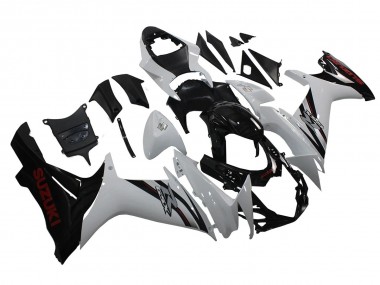 Erschwingliche Suzuki GSXR 600/750 Motorrad Verkleidung 2011-2024 - Weiss Glanzendes Schwarz