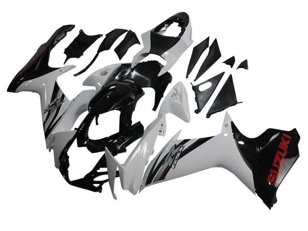 Erschwingliche Suzuki GSXR 600/750 Motorrad Verkleidung 2011-2024 - Weiss Glanzendes Schwarz