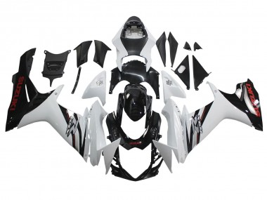 Erschwingliche Suzuki GSXR 600/750 Motorrad Verkleidung 2011-2024 - Weiss Glanzendes Schwarz
