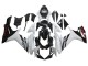 Erschwingliche Suzuki GSXR 600/750 Motorrad Verkleidung 2011-2024 - Weiss Glanzendes Schwarz
