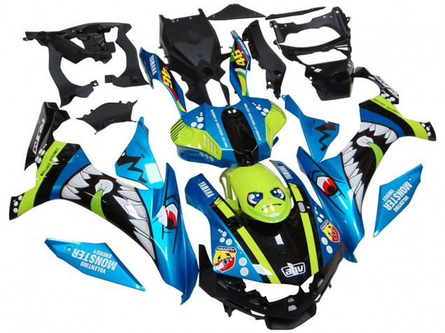 Erschwingliche Yamaha YZF R1 Motorrad Verkleidung 2015-2019 - Blau Grun Schwarz Hai