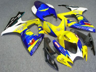 Erschwingliche Suzuki GSXR 600/750 Motorrad Verkleidung 2006-2007 - Weiss Blau Gelb Corona Alstare