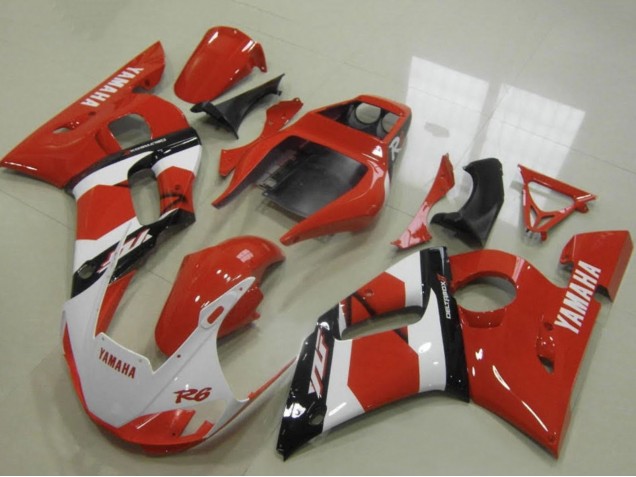 Erschwingliche Yamaha YZF R6 Motorrad Verkleidung 1998-2002 - Rot Weiss Glanzendes Schwarz
