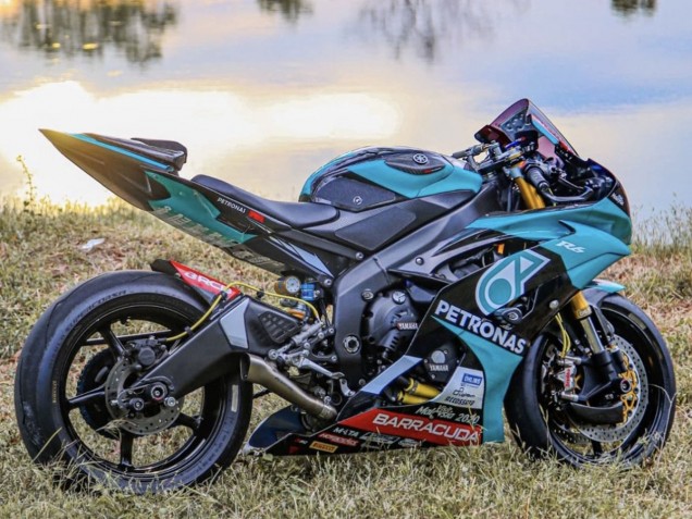 Erschwingliche Yamaha YZF R6 Motorrad Verkleidung 2008-2016 - Hellgrun Weiss Schwarz Petronas