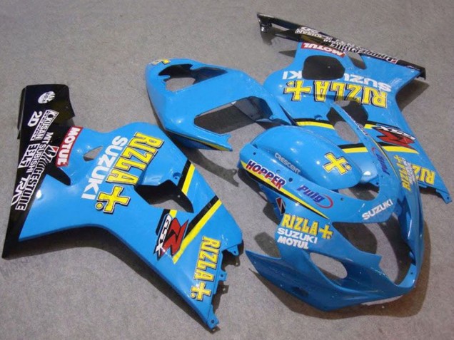 Erschwingliche Suzuki GSXR 750 Motorrad Verkleidung 2004-2005 - Blau Gold Schwarz Motul Rizla