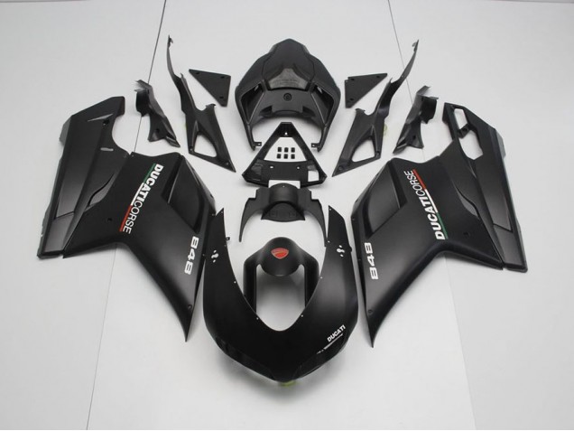 Matt Schwarz mit Weißen Aufklebern Ducati 848 1098 1198 07-14 Motorrad Verkleidungen Matt Schwarz mit Weißen Aufklebern Ducati 848 1098 1198 07-14 Motorrad Verkleidungen