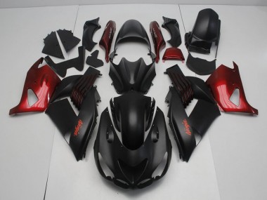 Matt Schwarz und Rot Kawasaki ZX14R ZZR 1400 06-11 Motorrad Verkleidungen